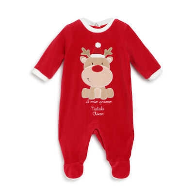 Infants Medium Red Printed Leg Opening Babysuit